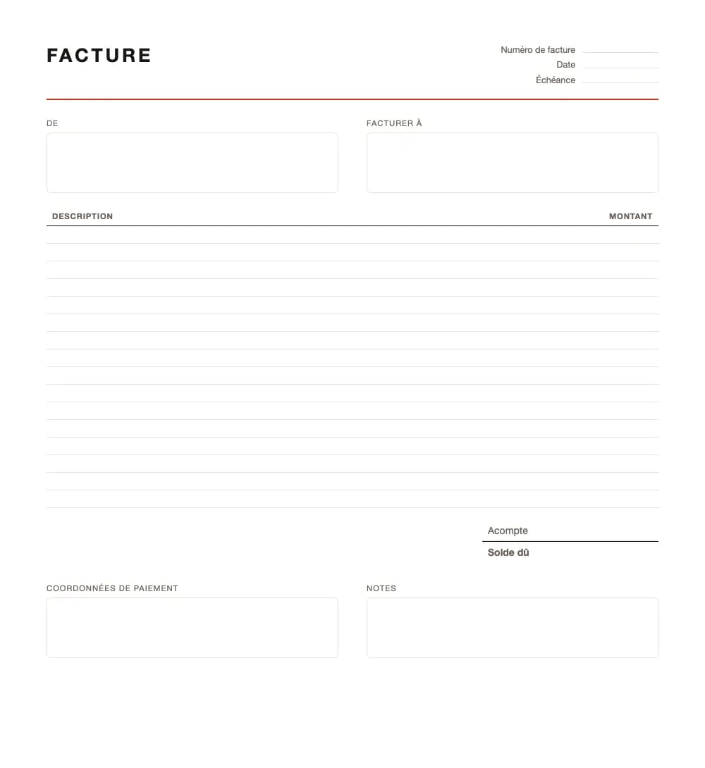 Facture d'acompte : modèle de facture