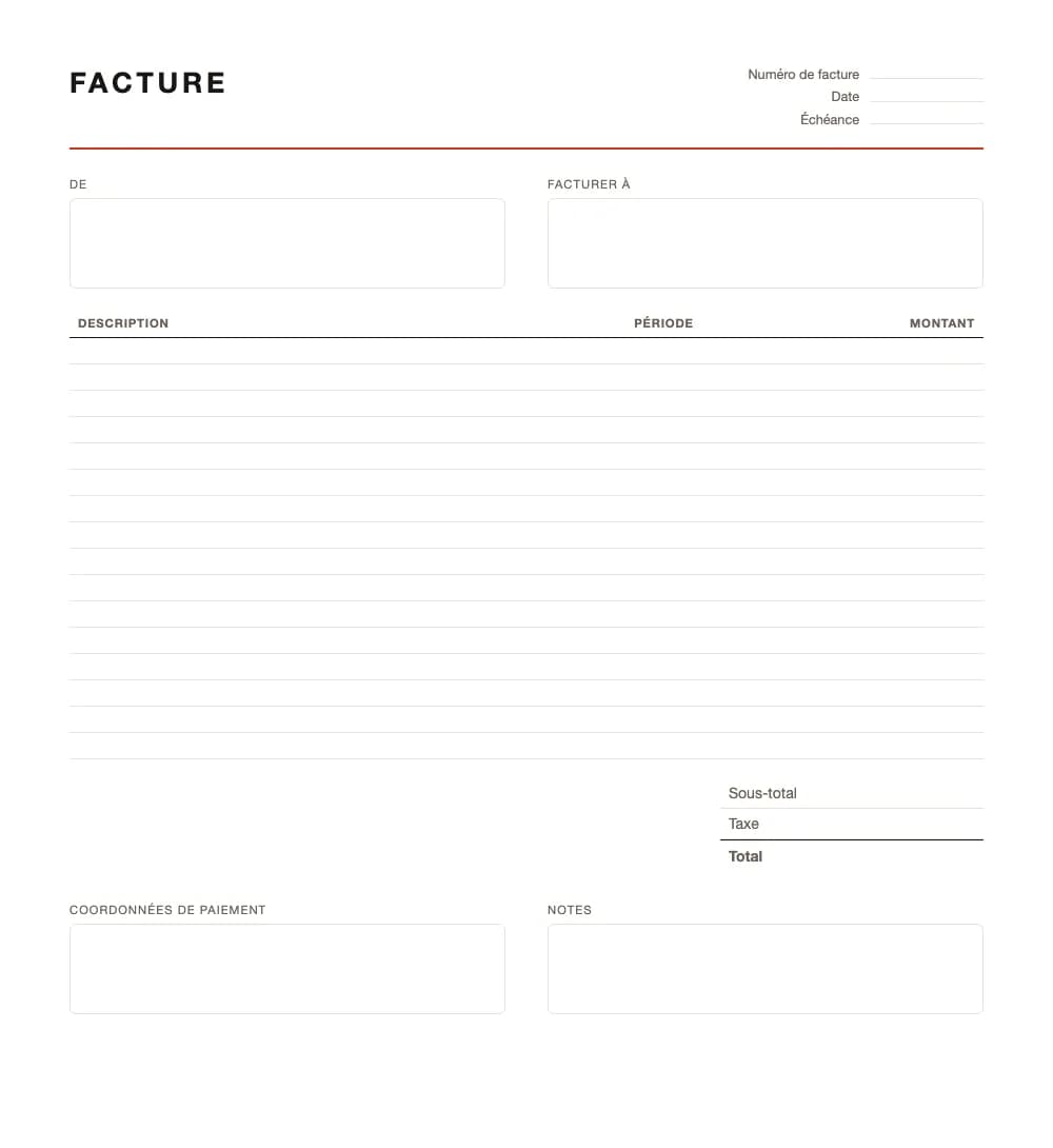 Facture forfaitaire : modèle de facture