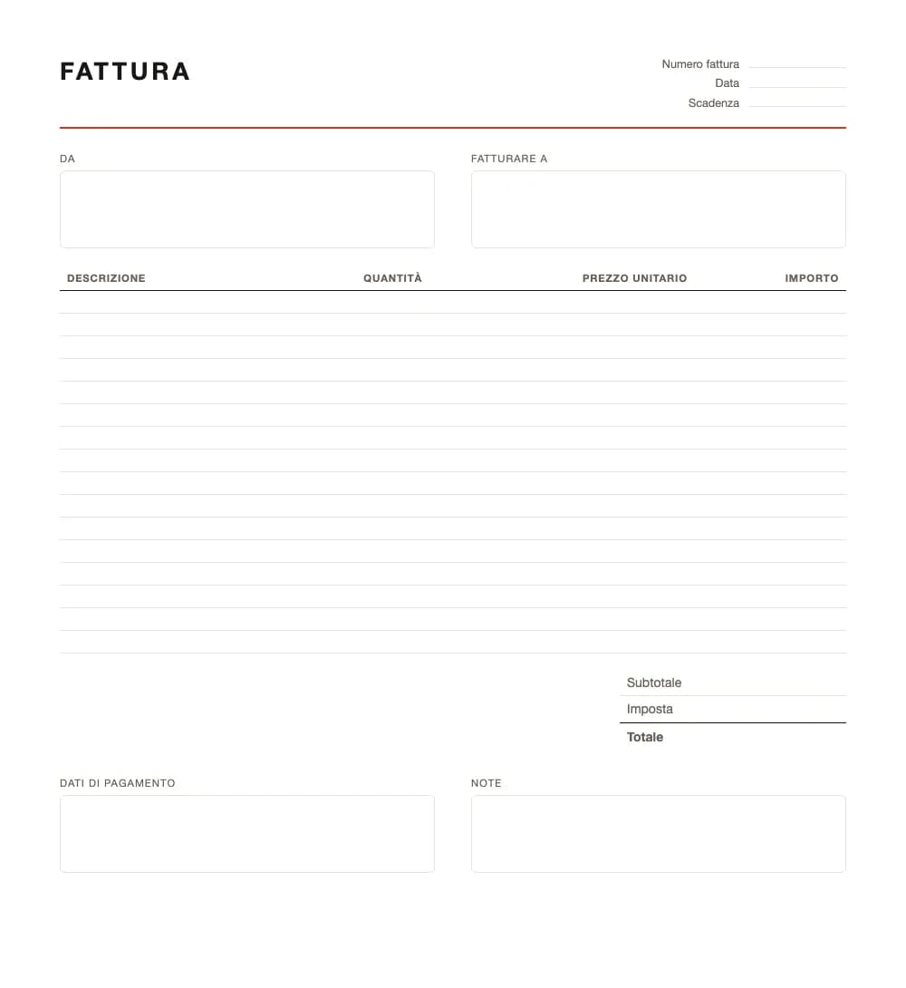 Fattura semplice: modello fattura