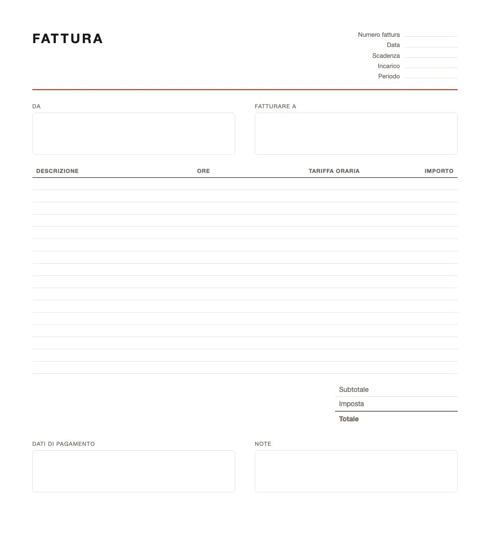 Fattura di consulenza: modello fattura