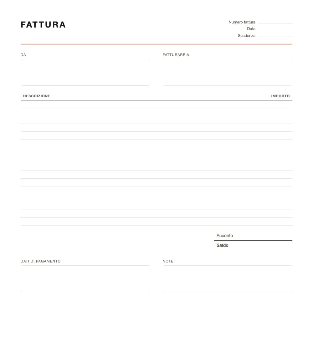 Fattura di acconto: modello fattura