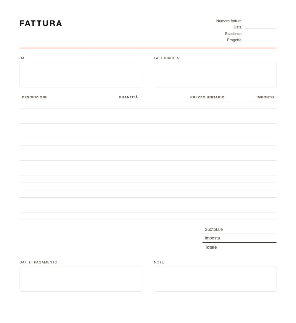 Fattura freelance: modello fattura