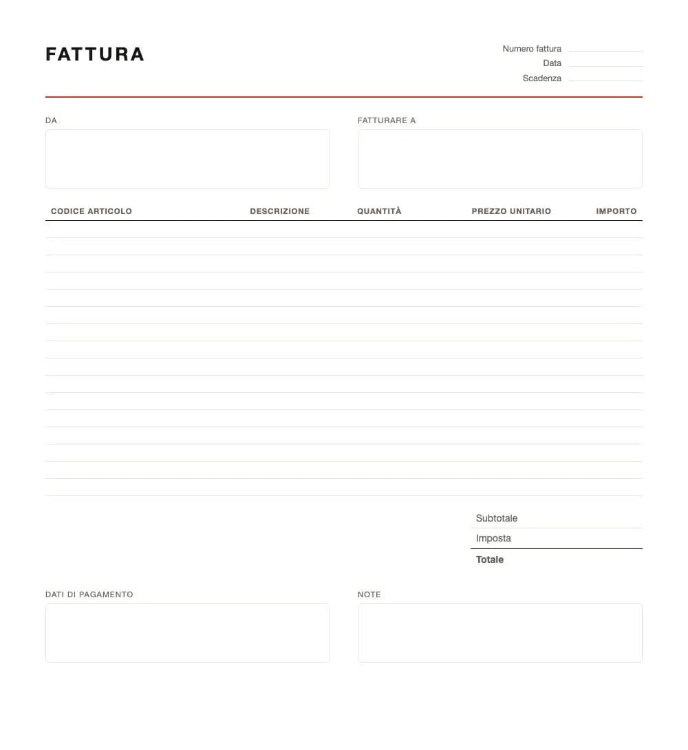 Fattura dettagliata: modello fattura