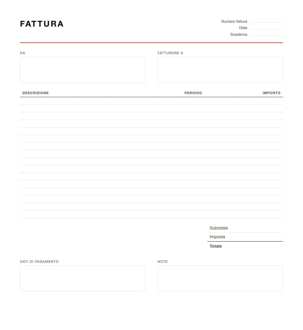 Fattura a forfait: modello fattura