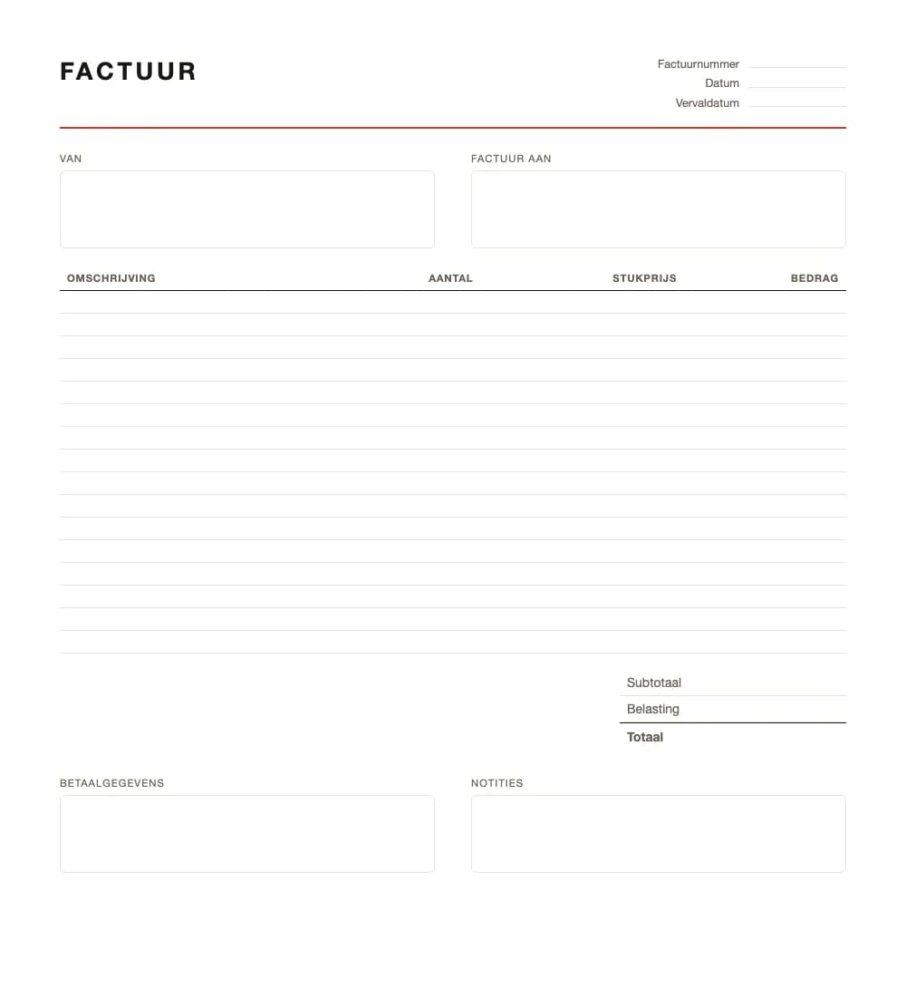 Factuur voorbeeld: Eenvoudige factuur