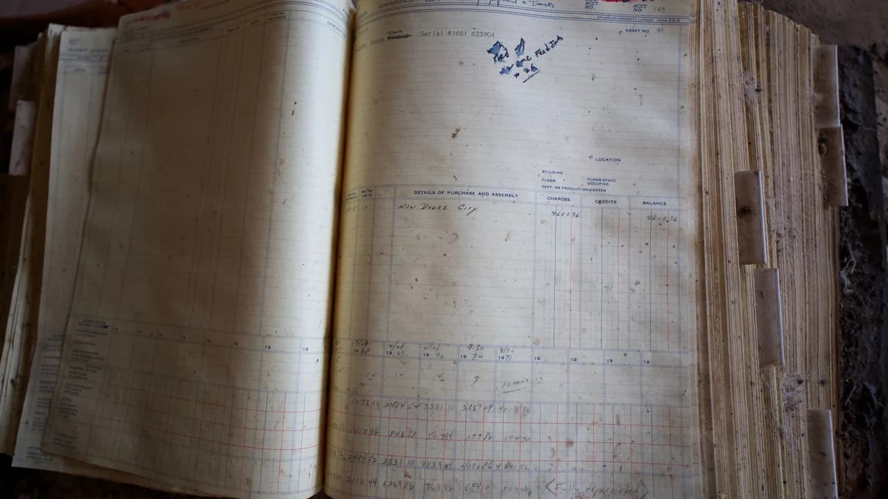 An open ledger book photographed close up