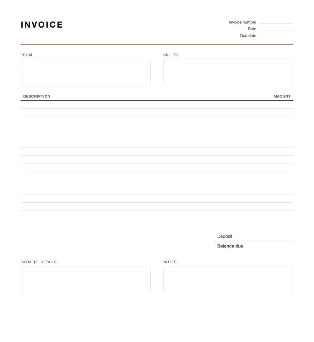 Deposit invoice template