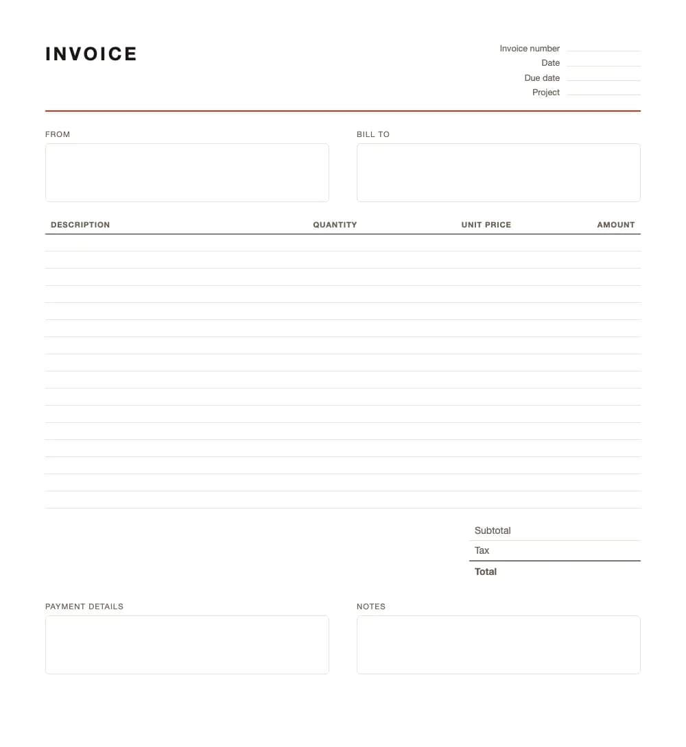Freelance invoice template