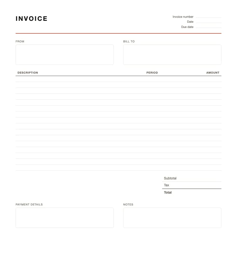 Retainer invoice template