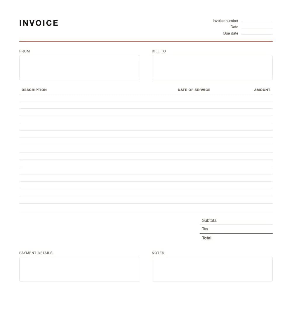 Service invoice template