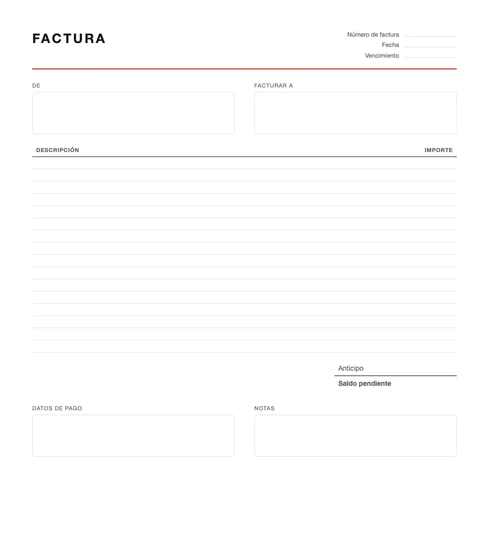 Factura de anticipo: modelo de factura