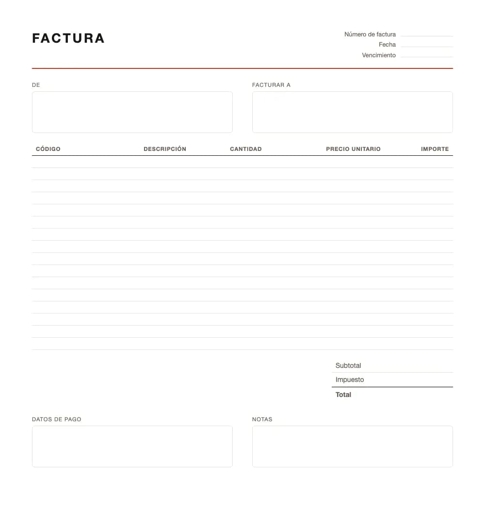 Factura detallada: modelo de factura