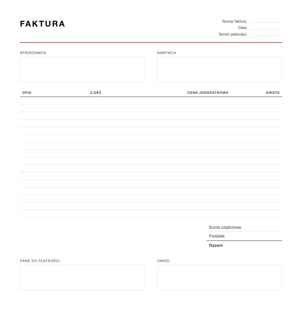 Faktura prosta: wzór faktury