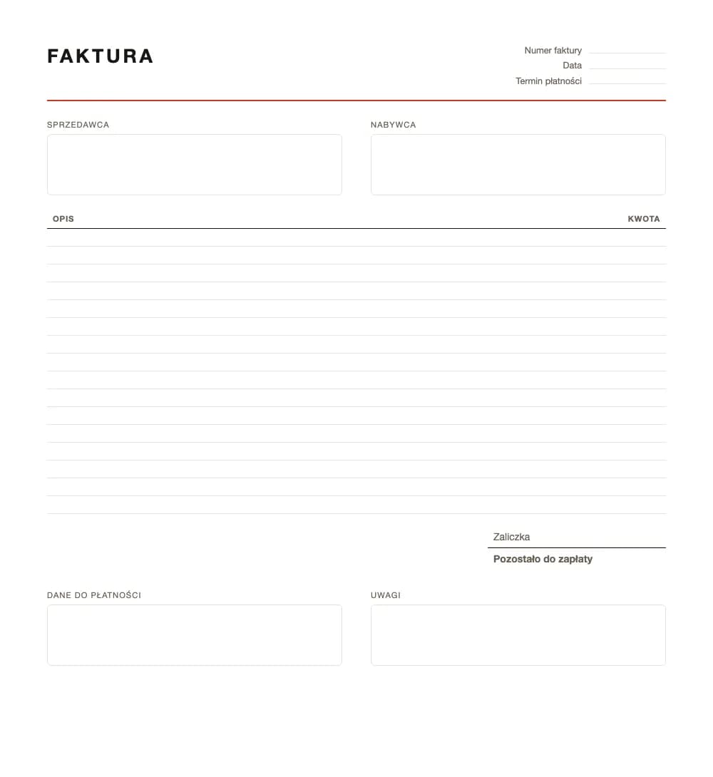 Faktura zaliczkowa: wzór faktury