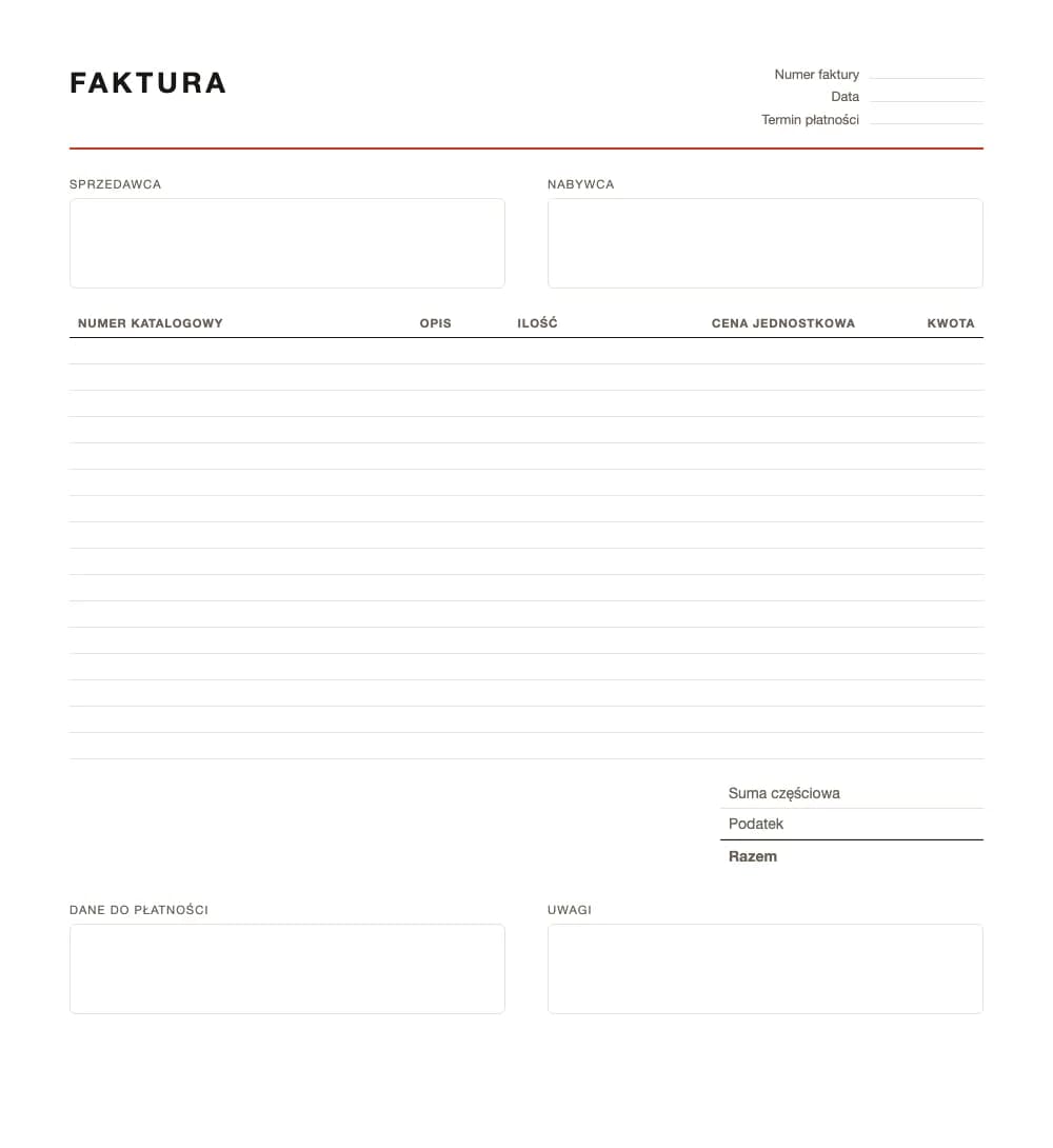 Faktura pozycyjna: wzór faktury